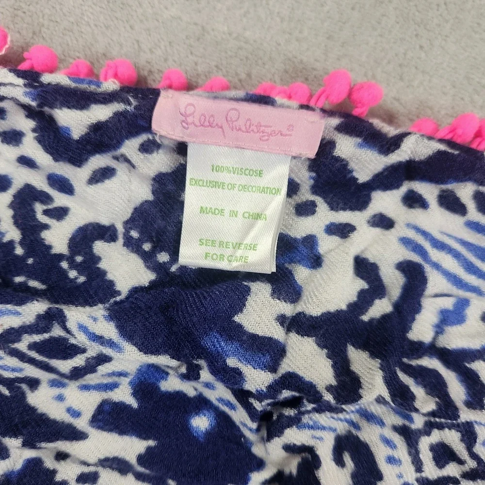 Lilly Pulitzer Riley Infinity Scarf Navy Good Reef Coral Starfish Rayon‎ Coastal